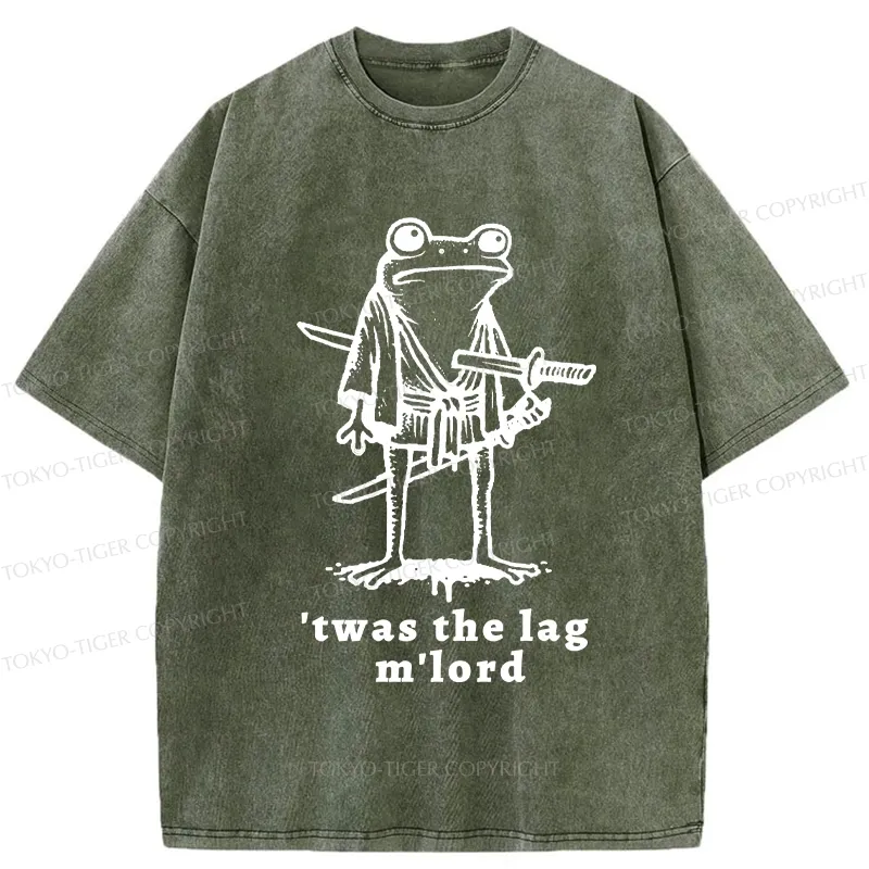 Tokyo-Tiger Funny Frog Samurai Washed T-Shirt