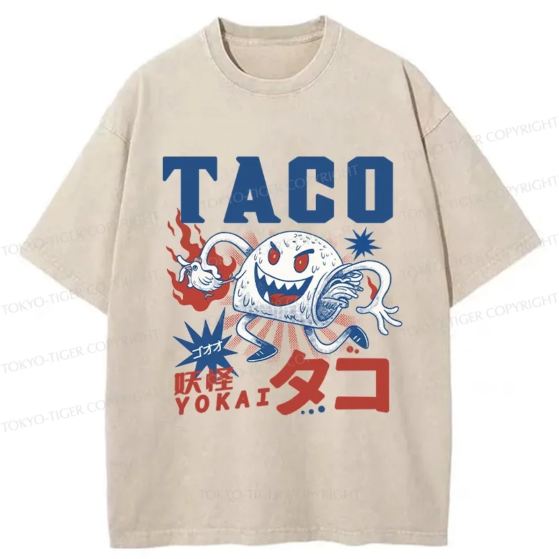 Tokyo-Tiger Japanese Taco Yokai Washed T-Shirt