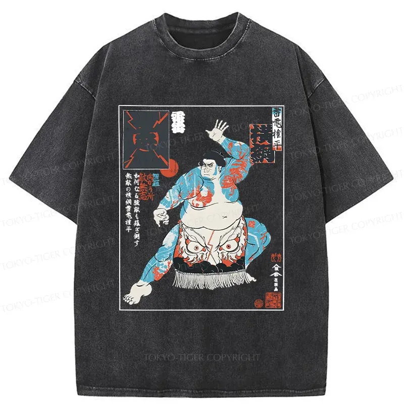 Tokyo-Tiger Japan Traditional Sumo Washed T-Shirt