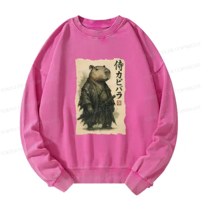Tokyo-Tiger Capybara Samurai Washed Sweatshirt