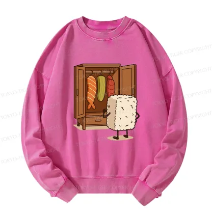 Tokyo-Tiger Sushi Pick Out Clothes Washed Sweatshirt