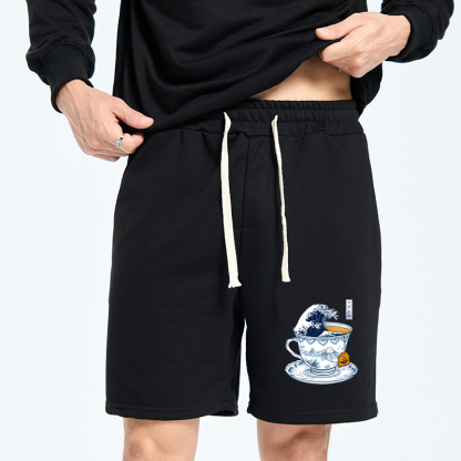 Tokyo-Tiger The Great Kanagawa Tea Wave Unisex Shorts