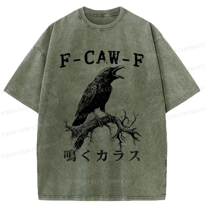 Tokyo-Tiger Funny Crow Call Washed T-Shirt