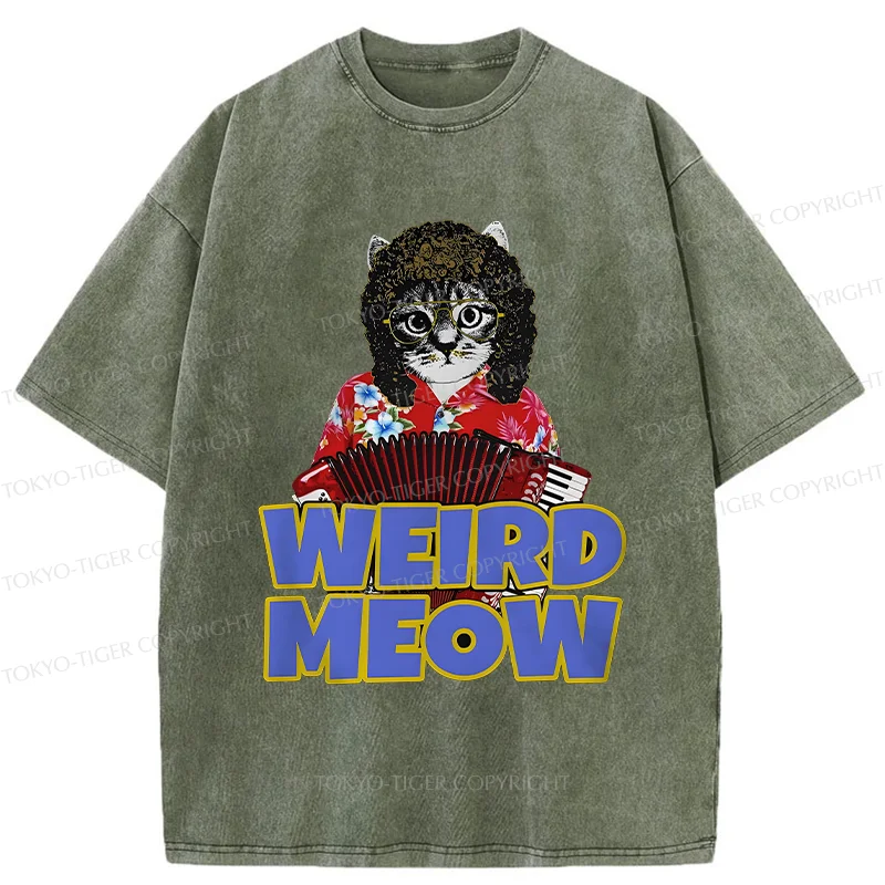 Tokyo-Tiger Rock Cat Funny Washed T-Shirt