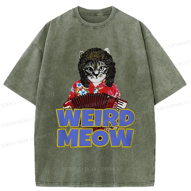 Tokyo-Tiger Rock Cat Funny Washed T-Shirt