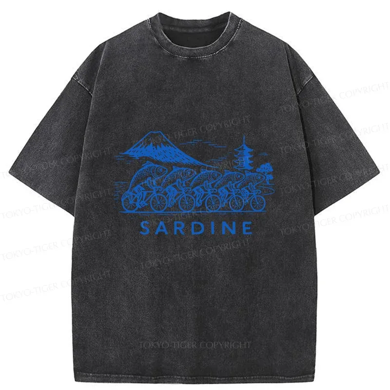 Tokyo-Tiger Sardines Bike Race Washed T-Shirt
