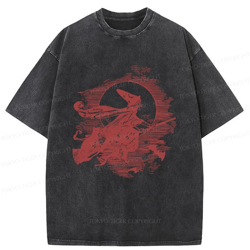 Tokyo-Tiger Witch Woodcut Washed T-Shirt