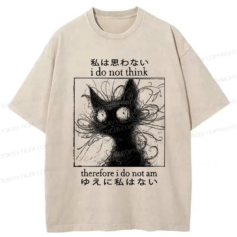 Tokyo-Tiger The Philosophy Of Cat Washed T-Shirt