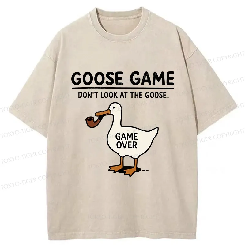 Tokyo-Tiger Funny Goose Game Washed T-Shirt