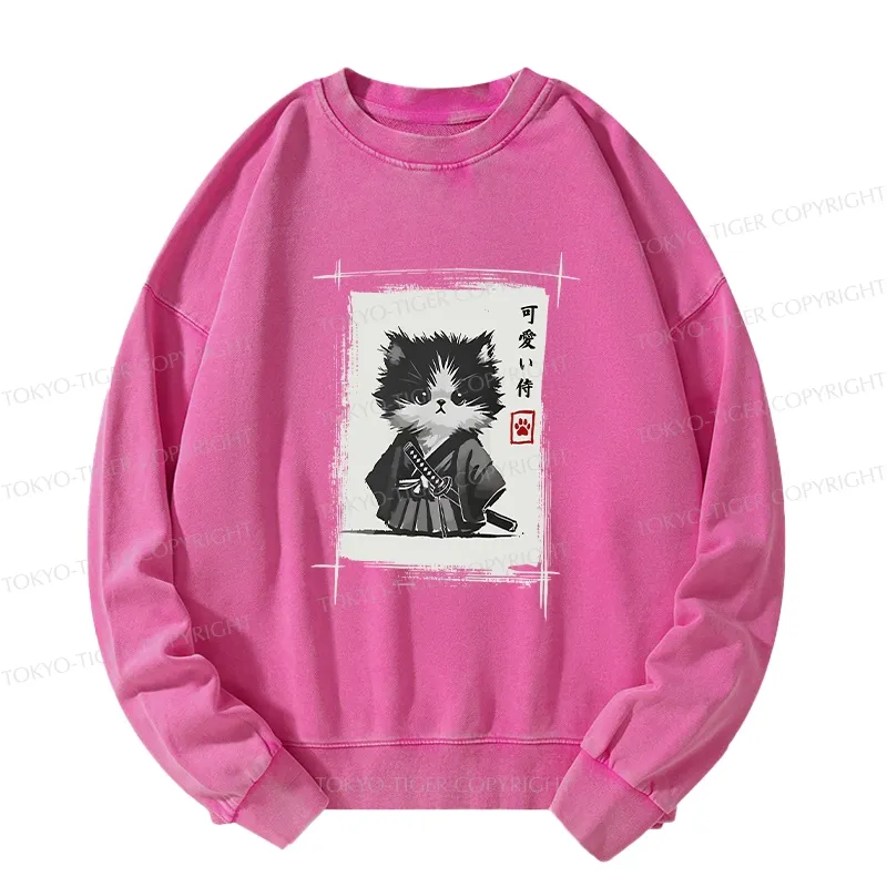 Tokyo-Tiger Kitten Samurai Washed Sweatshirt