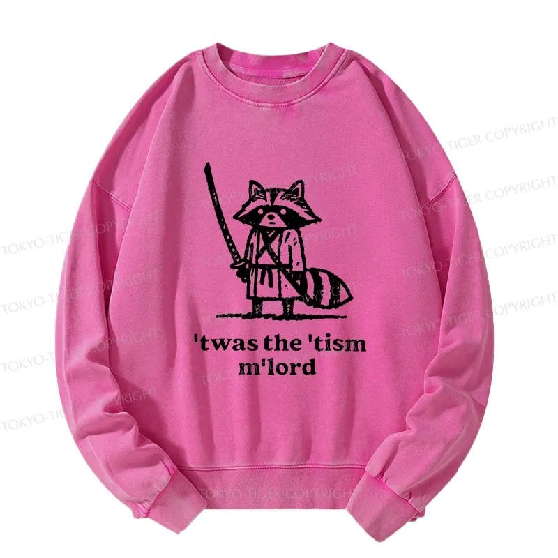 Tokyo-Tiger Focused Samurai Raccoon Washed Sweatshirt