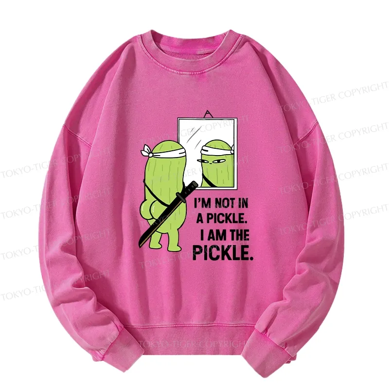 Tokyo-Tiger Funny I Am The Pickle Washed Sweatshirt