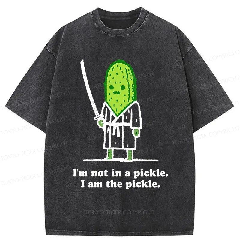 Tokyo-Tiger Funny Cucumber Samurai Washed T-Shirt