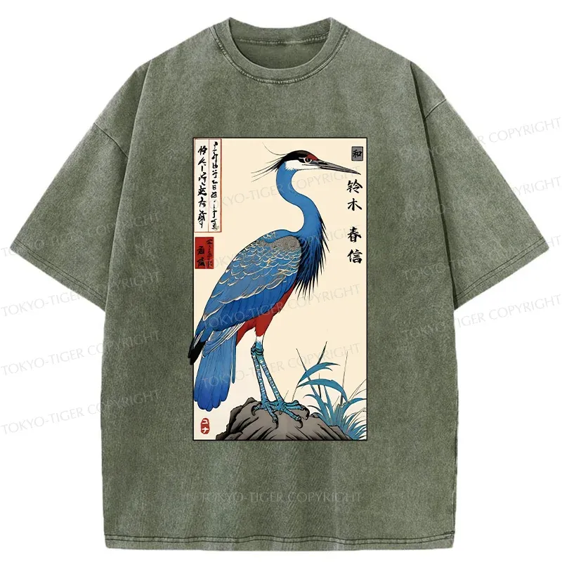Tokyo-Tiger Colorful Crane Washed T-Shirt
