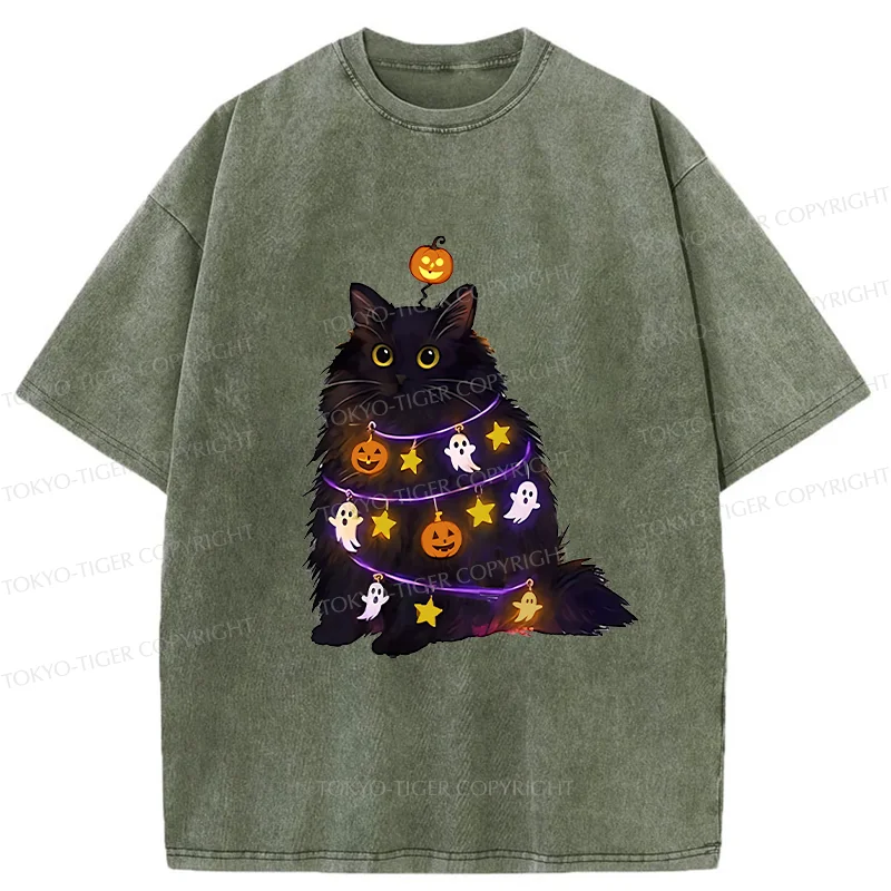 Tokyo-Tiger Halloween Cat Washed T-Shirt