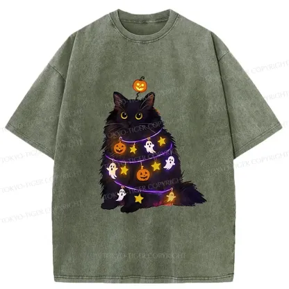 Tokyo-Tiger Halloween Cat Washed T-Shirt
