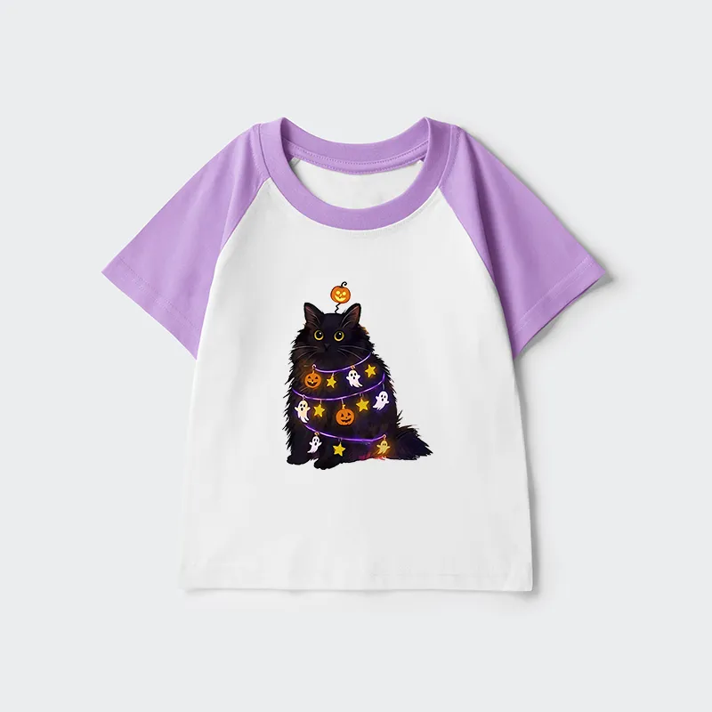 Tokyo-Tiger Halloween Cat Kids Raglan T-shirt