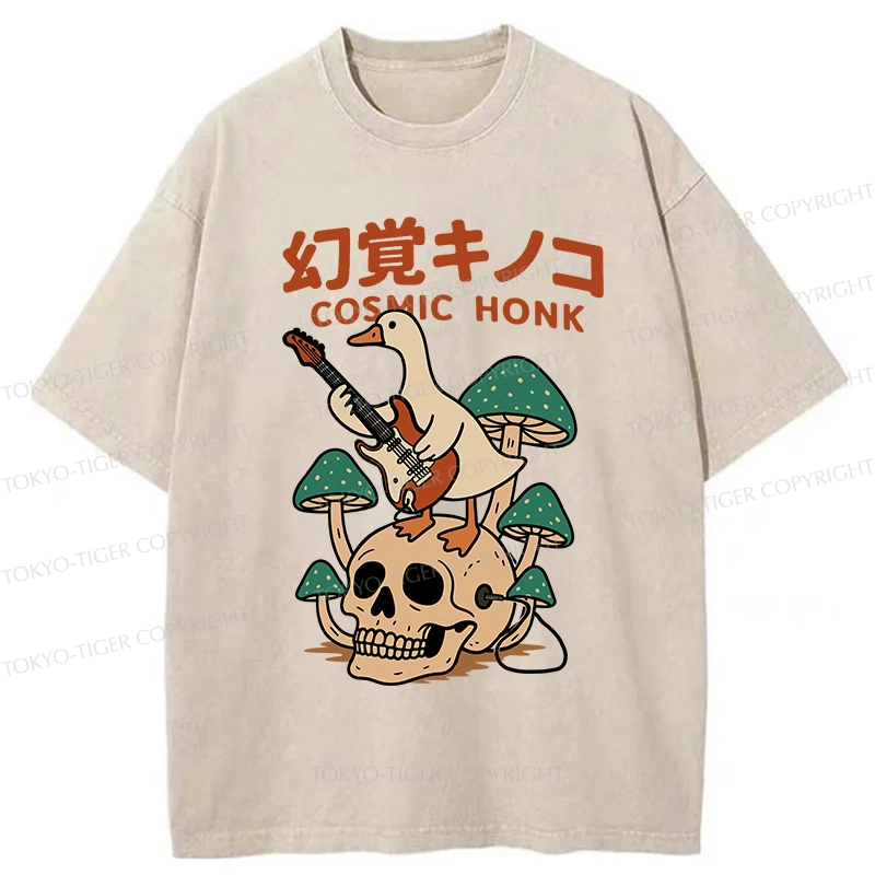 Tokyo-Tiger Hallucinogenic Mushrooms Cosmic Honk Washed T-Shirt