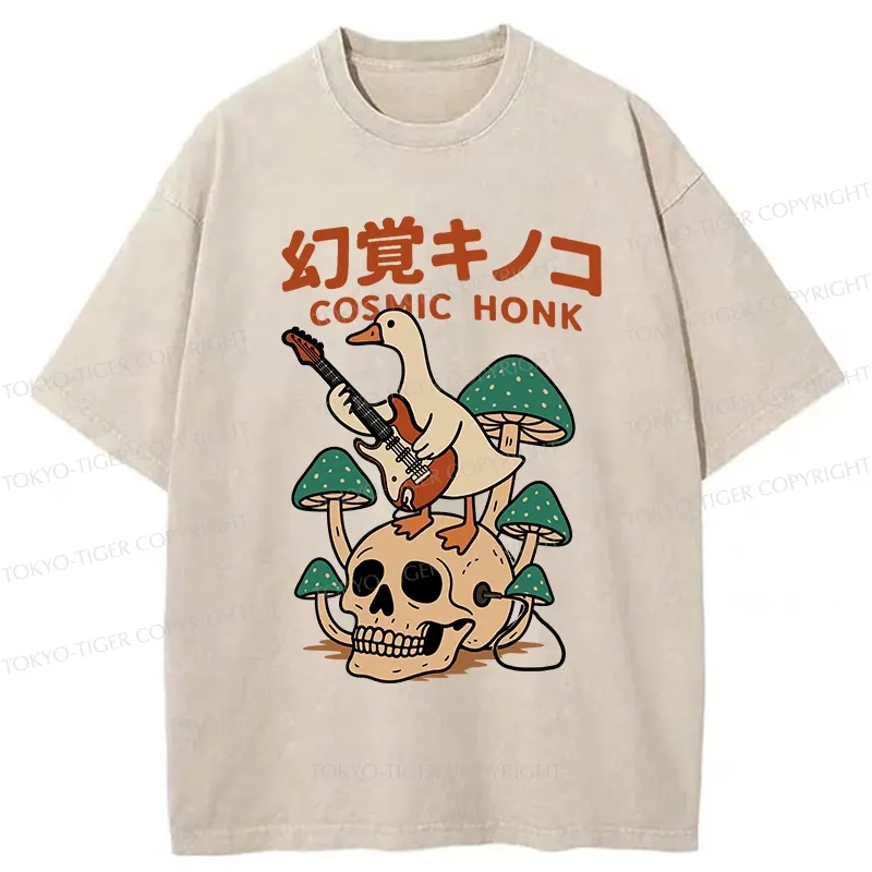 Tokyo-Tiger Hallucinogenic Mushrooms Cosmic Honk Washed T-Shirt