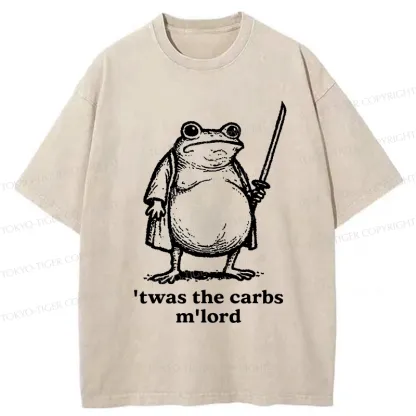 Tokyo-Tiger Funny Fat Samurai Frog Washed T-Shirt