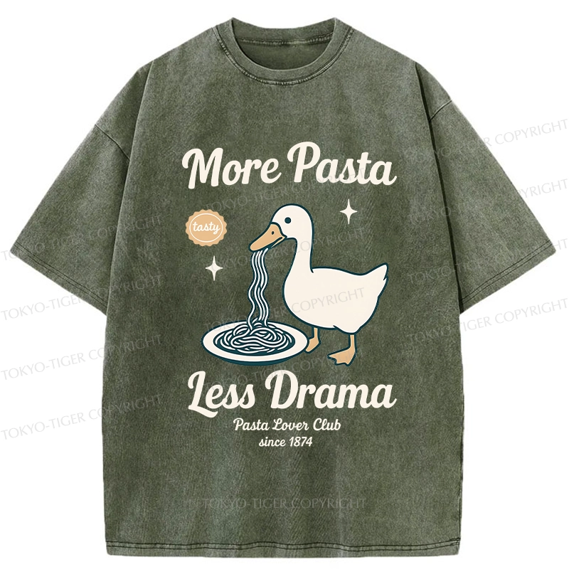 Tokyo-Tiger More Pasta Less Drama Washed T-Shirt