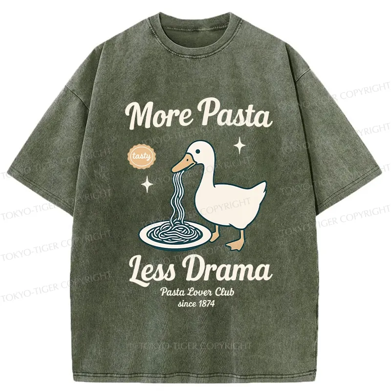 Tokyo-Tiger More Pasta Less Drama Washed T-Shirt