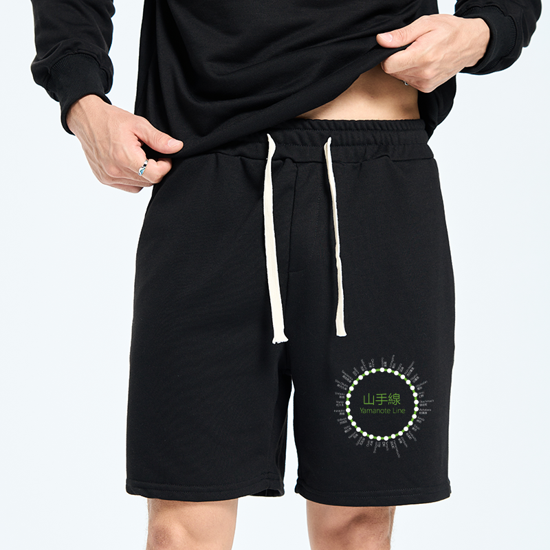 Tokyo-Tiger Yamanote Line Stations Circle Unisex Shorts