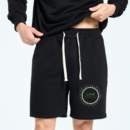 Tokyo-Tiger Yamanote Line Stations Circle Unisex Shorts