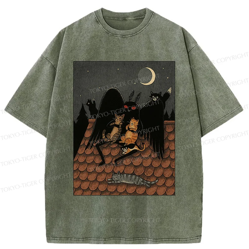 Tokyo-Tiger Mothman In Moonlight Washed T-Shirt