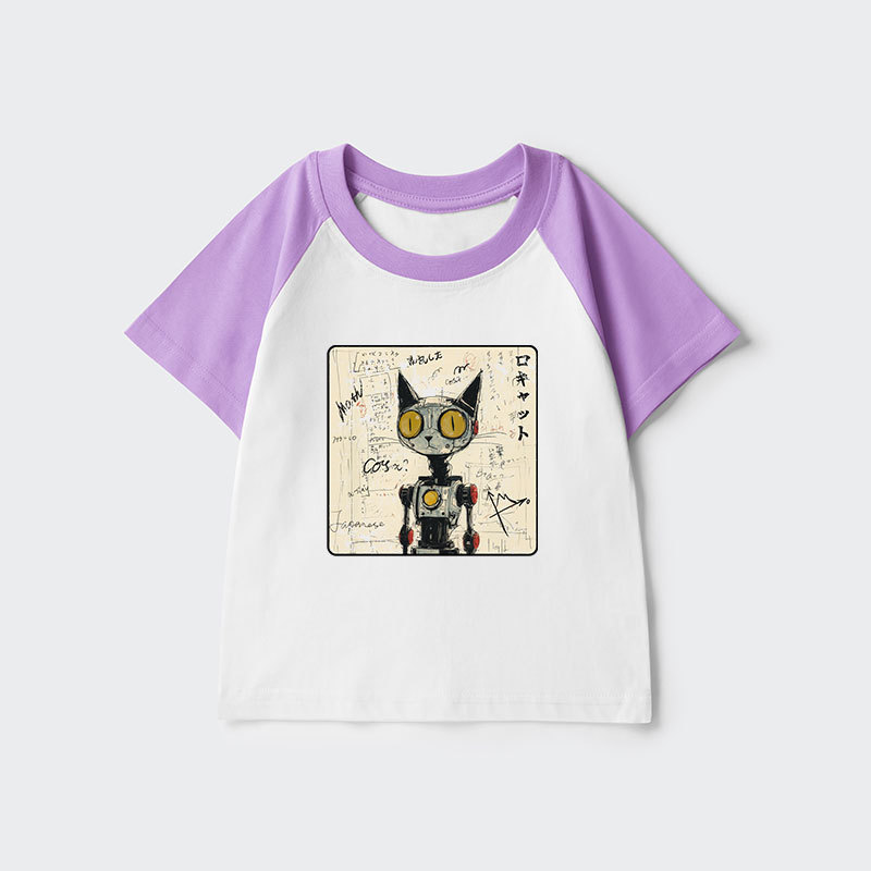 Tokyo-Tiger Robot Cat Kids Raglan T-shirt