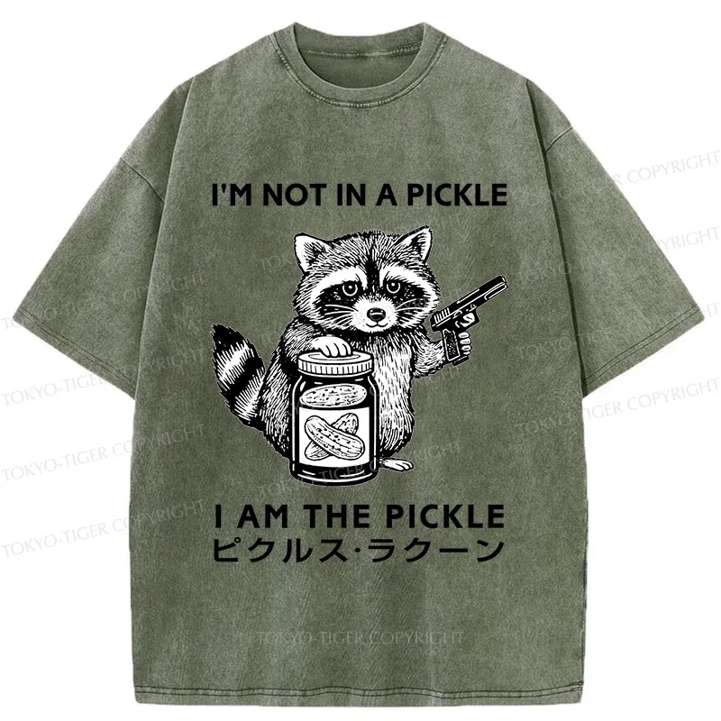 Tokyo-Tiger Funny Raccoon Washed T-Shirt