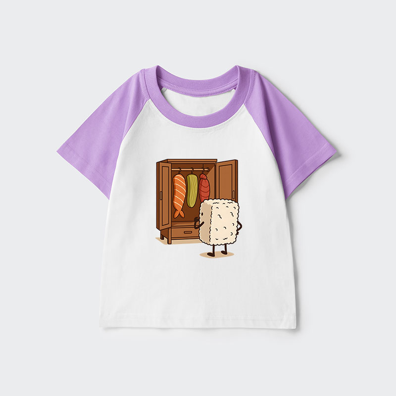 Tokyo-Tiger Sushi Pick Out Clothes Kids Raglan T-shirt