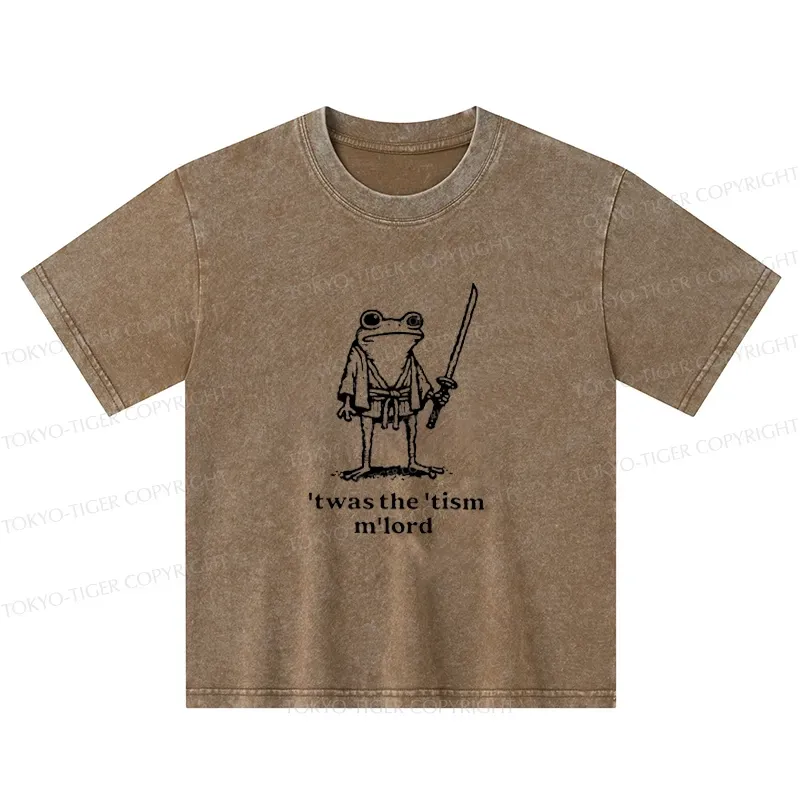 Tokyo-Tiger Focused Samurai Frog Kids Washed T-Shirt
