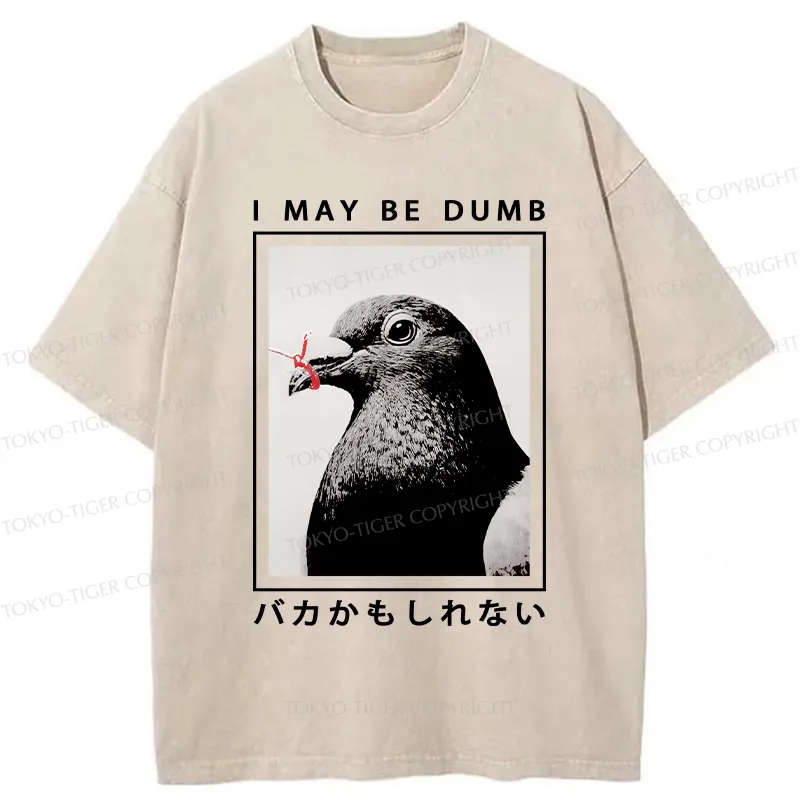 Tokyo-Tiger I May Be Dumb Funny Washed T-Shirt