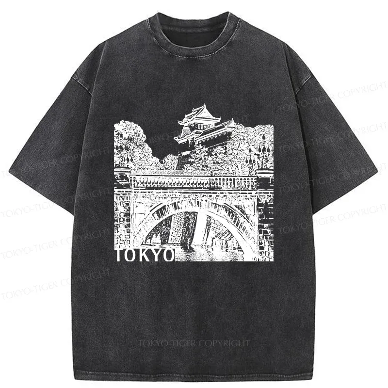 Tokyo-Tiger Nijubashi Bridge Washed T-Shirt