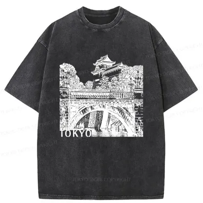 Tokyo-Tiger Nijubashi Bridge Washed T-Shirt