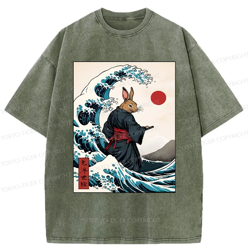 Tokyo-Tiger Rabbit Samurai Washed T-Shirt