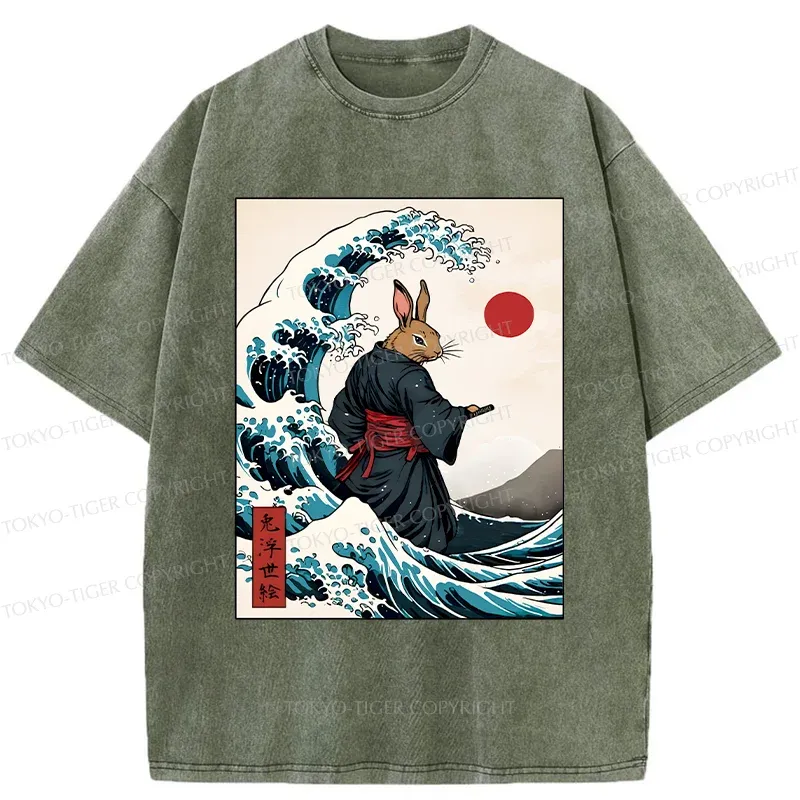 Tokyo-Tiger Rabbit Samurai Washed T-Shirt