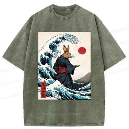 Tokyo-Tiger Rabbit Samurai Washed T-Shirt