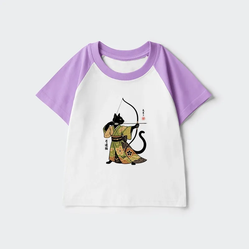 Tokyo-Tiger Japan Cat Archery Kids Raglan T-shirt