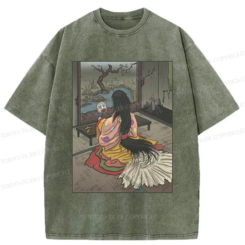 Tokyo-Tiger Japanese Female Yokai Washed T-Shirt
