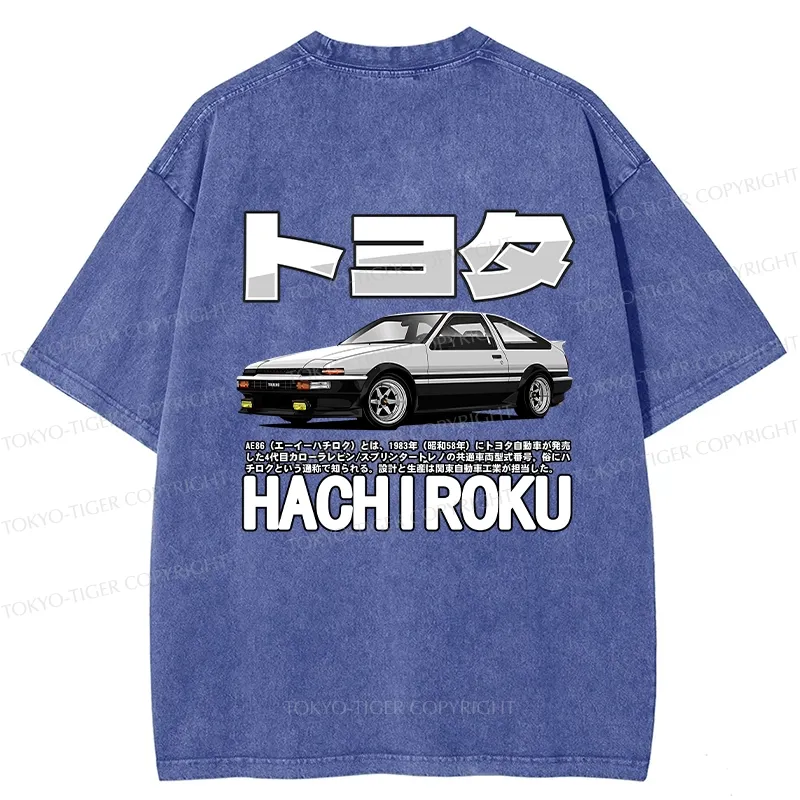 Tokyo-Tiger Japanese Classic Car Retro Back Washed T-Shirt