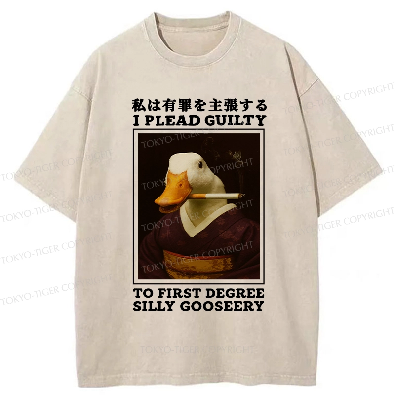 Tokyo-Tiger Silly Goose Smoking Funny Washed T-Shirt