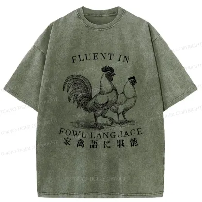 Tokyo-Tiger Fluent In Fowl Language Washed T-Shirt