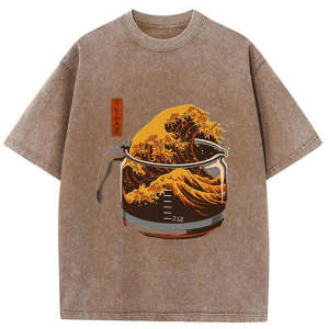 Image of Tokyo-Tiger The Great Wave Off Coffee Japanese Washed T-Shirt