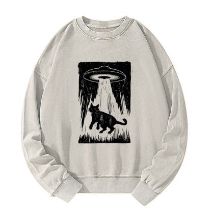 Tokyo-Tiger Cat Kidnapped By Aliens Washed Sweatshirt