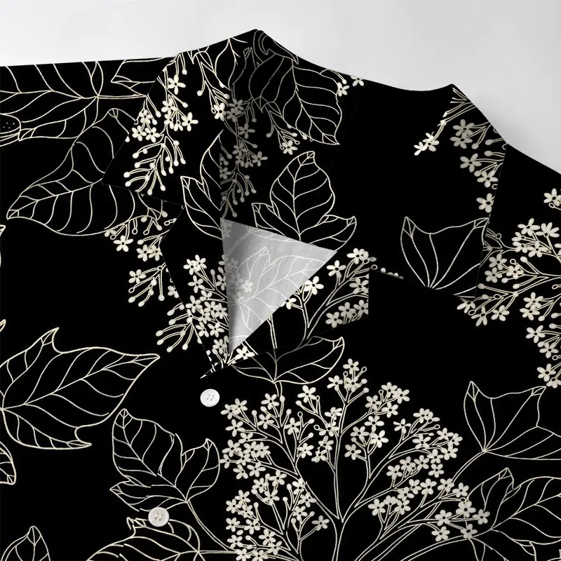 Tokyo-Tiger Refined Leaf And Berry Silhouette Aloha Hawaiian Shirt
