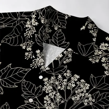 Tokyo-Tiger Refined Leaf And Berry Silhouette Aloha Hawaiian Shirt