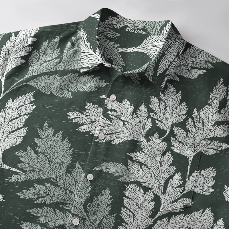 Tokyo-Tiger Vibrant Fern Silhouettes Button-up Shirt