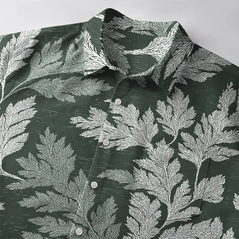 Tokyo-Tiger Vibrant Fern Silhouettes Button-up Shirt